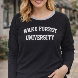League Women's Black and Gray Wake Forest University Long Sleeve Tee